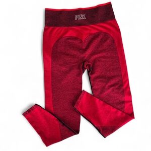 PINK Victoria's Secret Red and Maroon Leggings Heart Design Size Large EUC